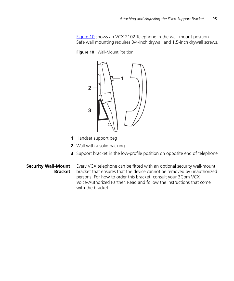 Security wall-mount bracket | 3Com V7000 User Manual | Page 95 / 102