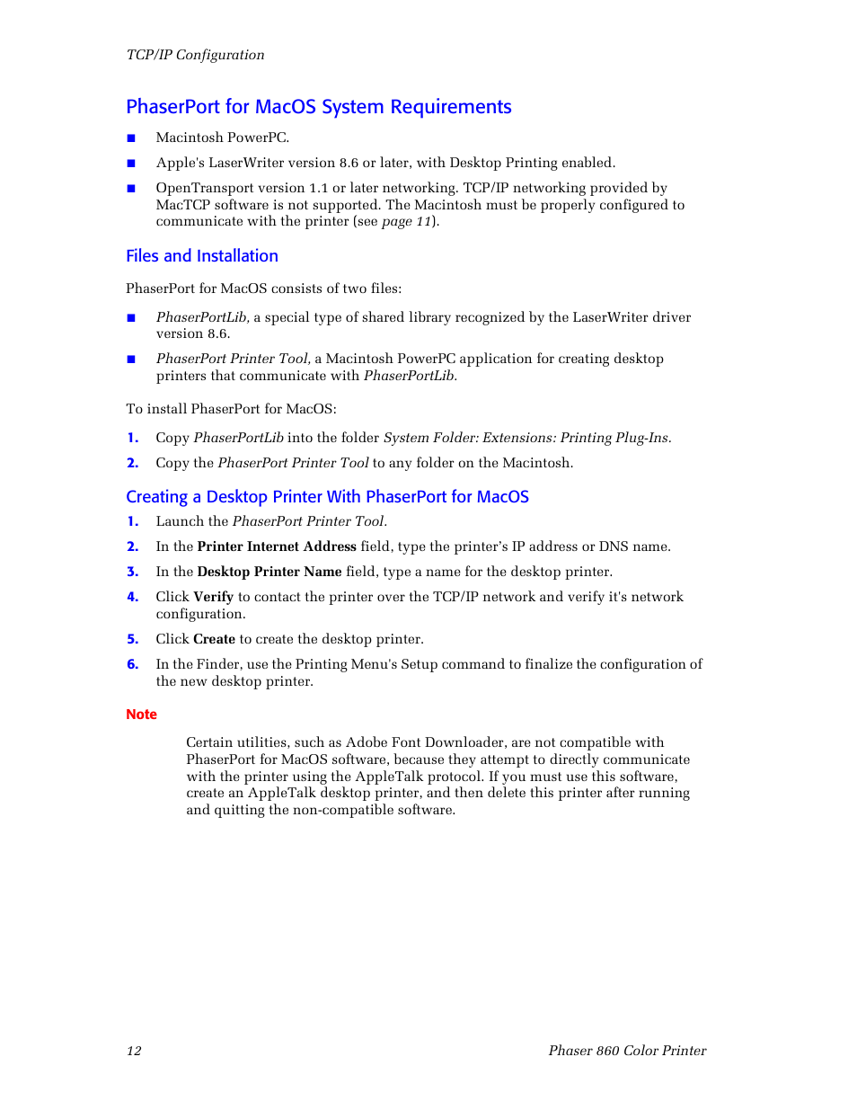 Phaserport for macos system requirements | Xerox Phaser 860 User Manual | Page 18 / 42