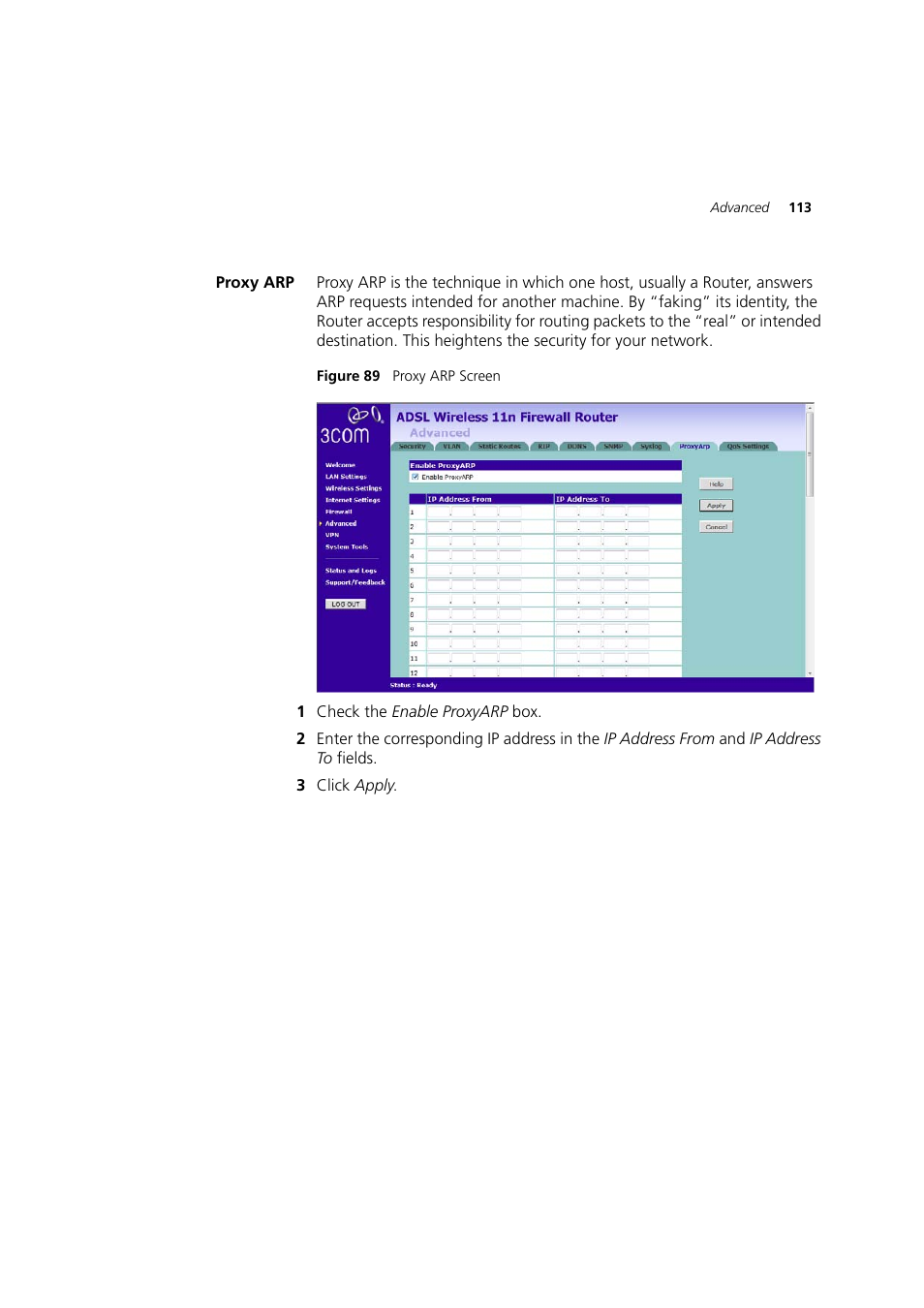 Proxy arp | 3Com WL-603 User Manual | Page 115 / 182