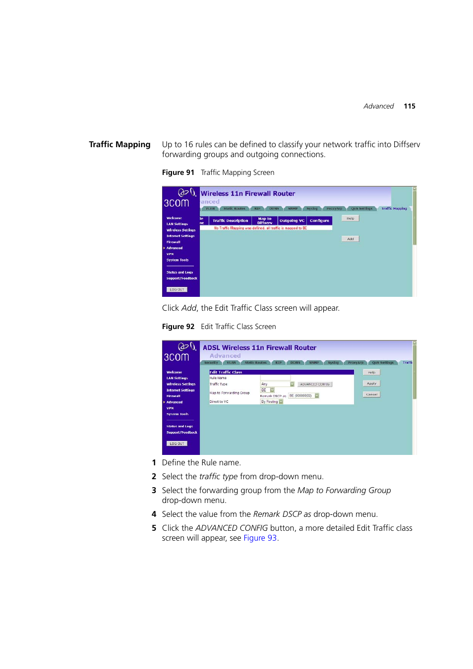 Traffic mapping | 3Com WL-603 User Manual | Page 117 / 182