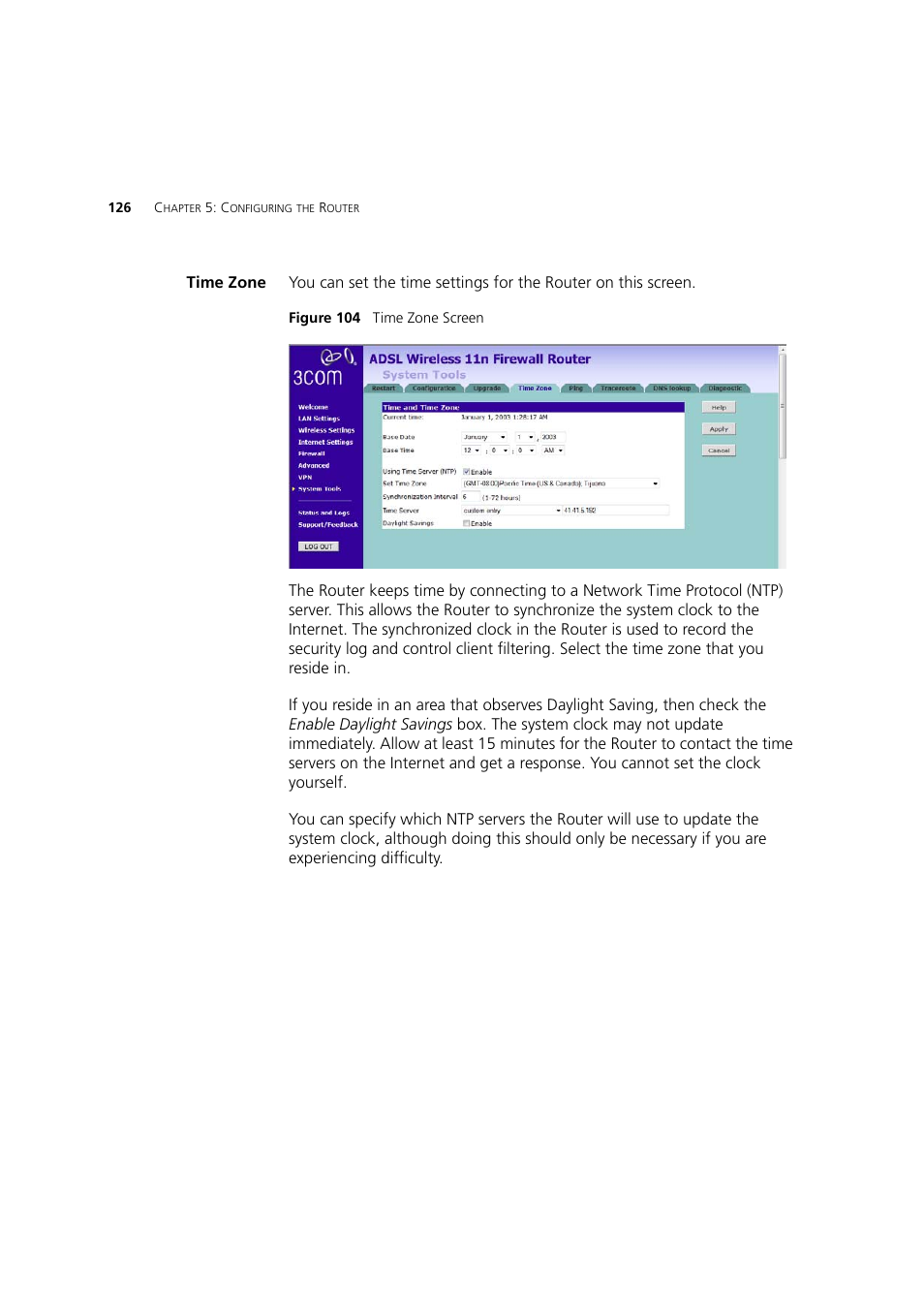 Time zone | 3Com WL-603 User Manual | Page 128 / 182