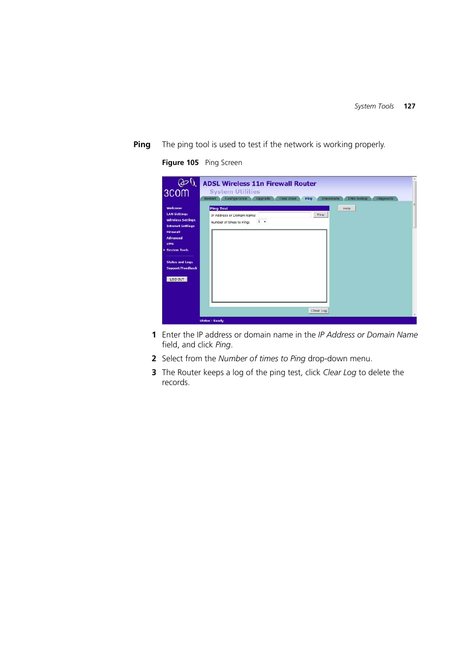 Ping | 3Com WL-603 User Manual | Page 129 / 182