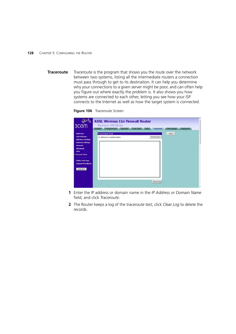 Traceroute | 3Com WL-603 User Manual | Page 130 / 182