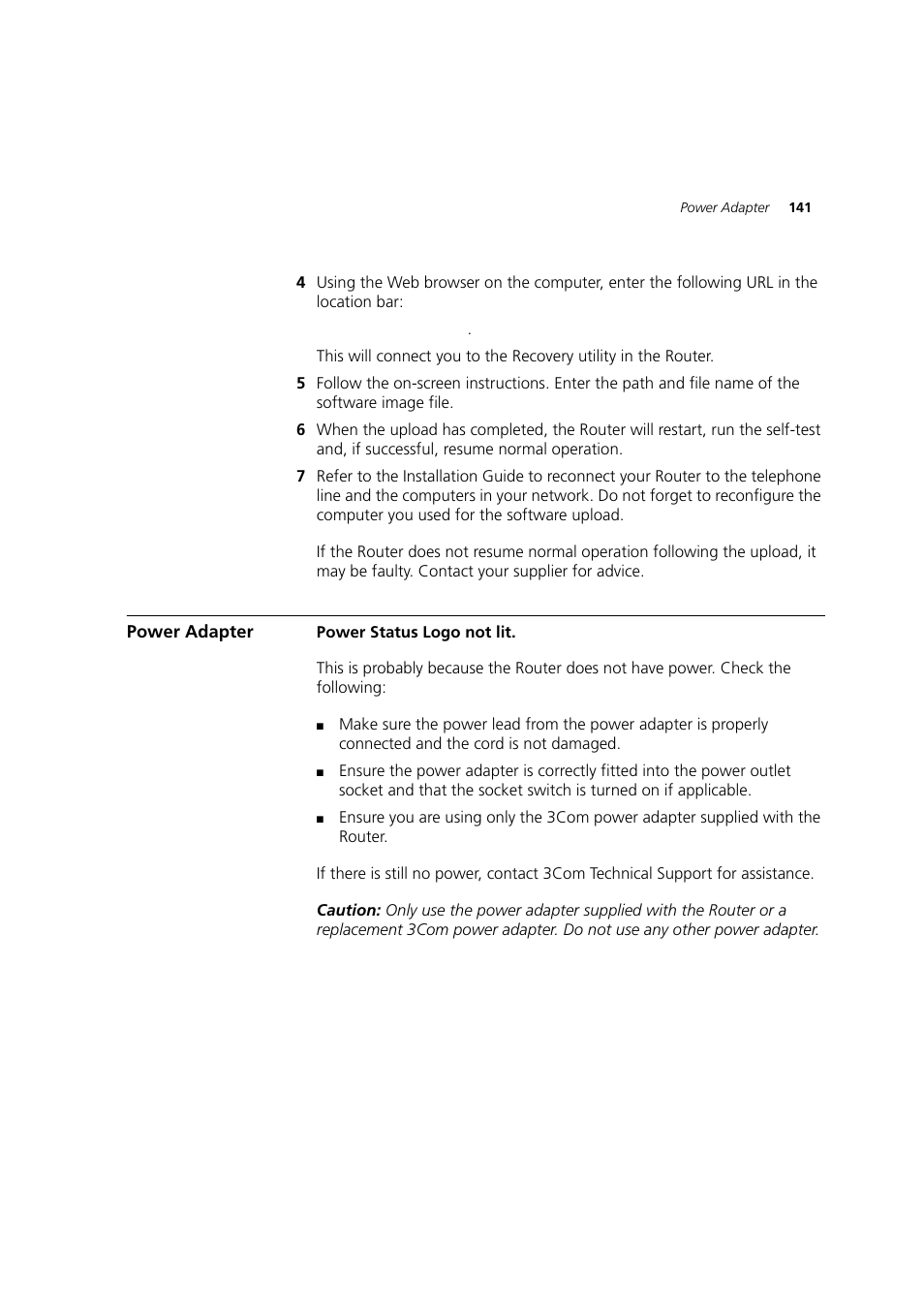 Power adapter | 3Com WL-603 User Manual | Page 143 / 182