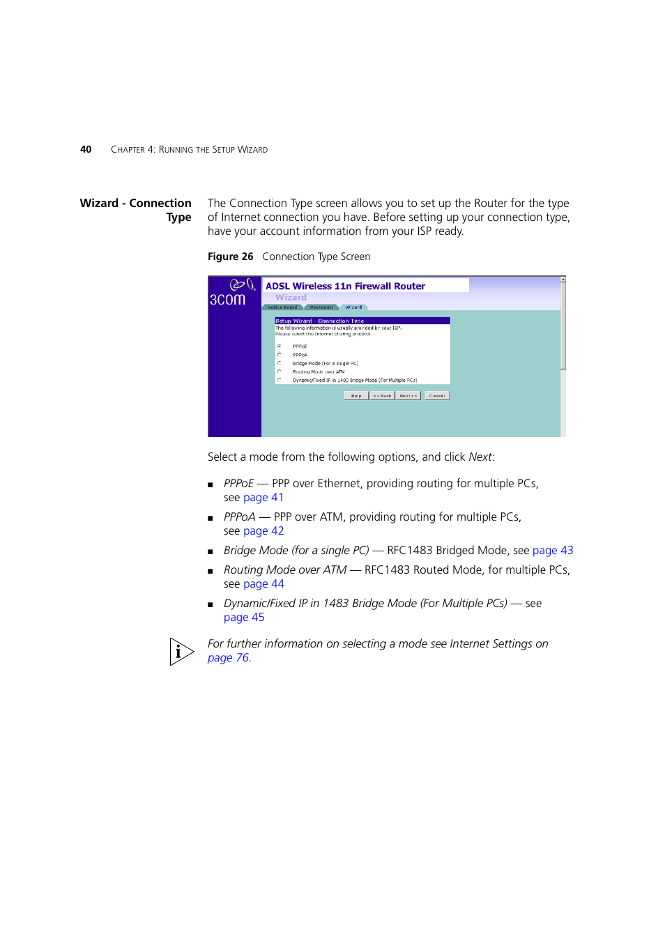 Wizard - connection type | 3Com WL-603 User Manual | Page 42 / 182