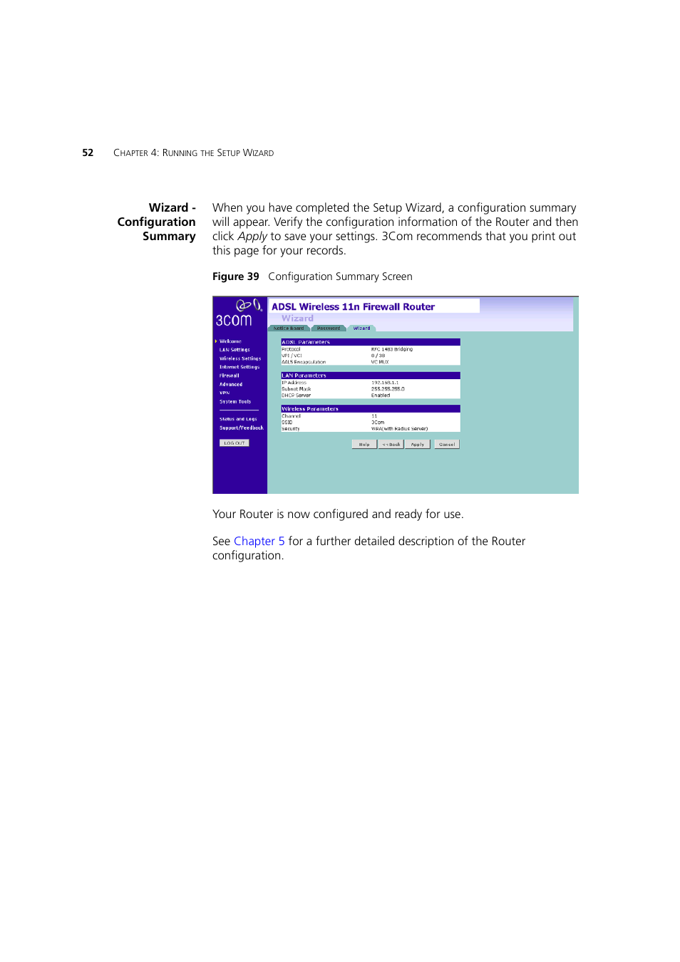 Wizard - configuration summary | 3Com WL-603 User Manual | Page 54 / 182