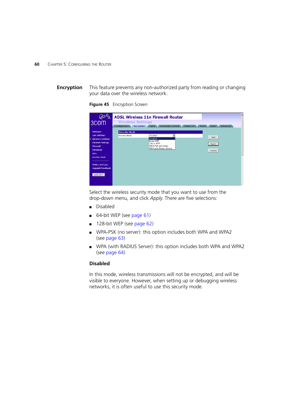 Encryption | 3Com WL-603 User Manual | Page 62 / 182