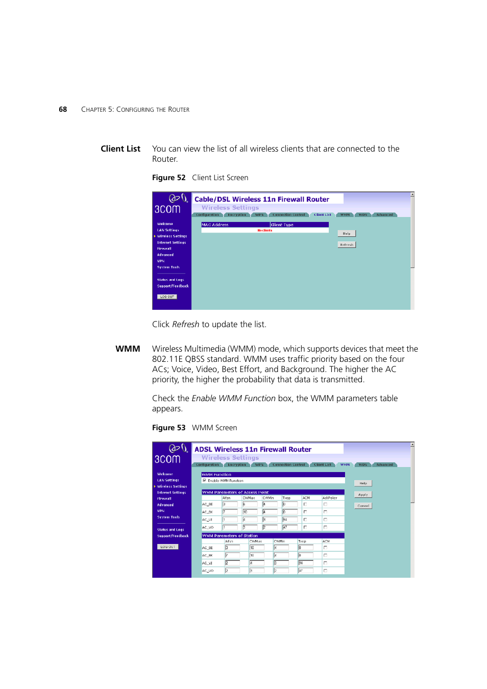 Client list | 3Com WL-603 User Manual | Page 70 / 182