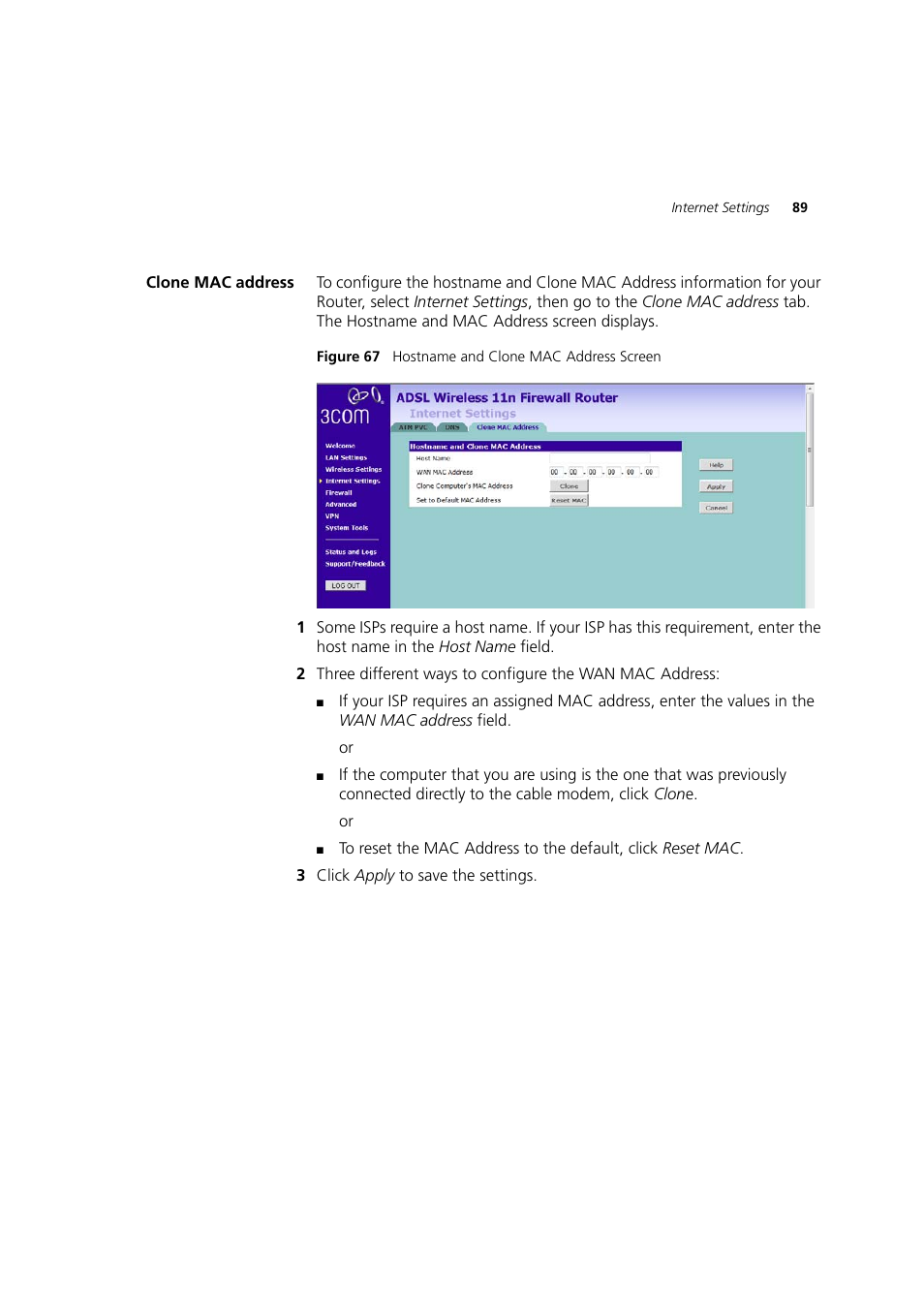 Clone mac address | 3Com WL-603 User Manual | Page 91 / 182