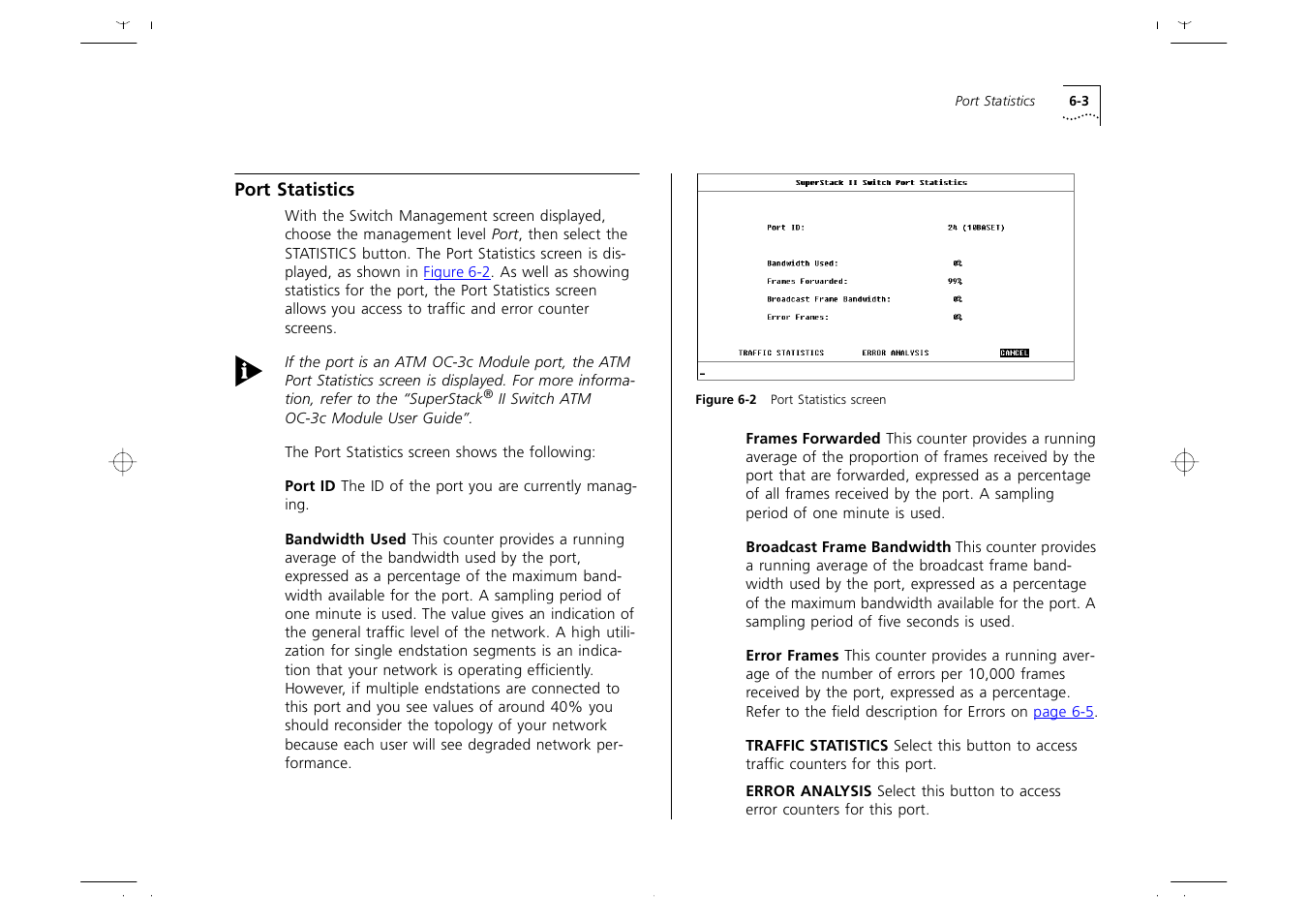 Port statistics, Port statistics 6-3 | 3Com 1000 User Manual | Page 107 / 152