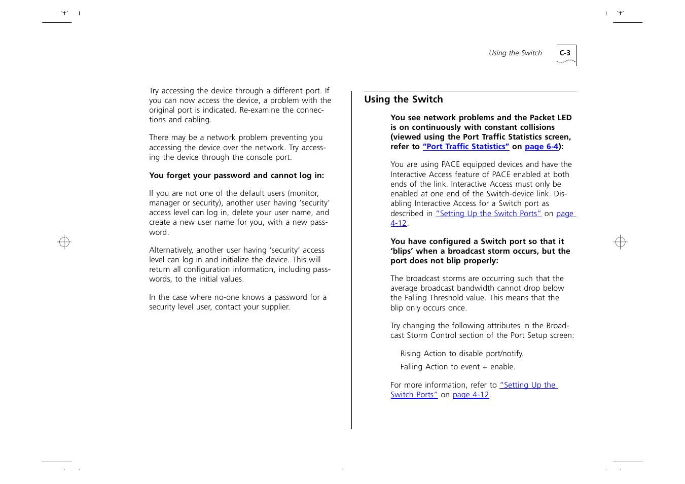 Using the switch, Using the switch c-3 | 3Com 1000 User Manual | Page 127 / 152