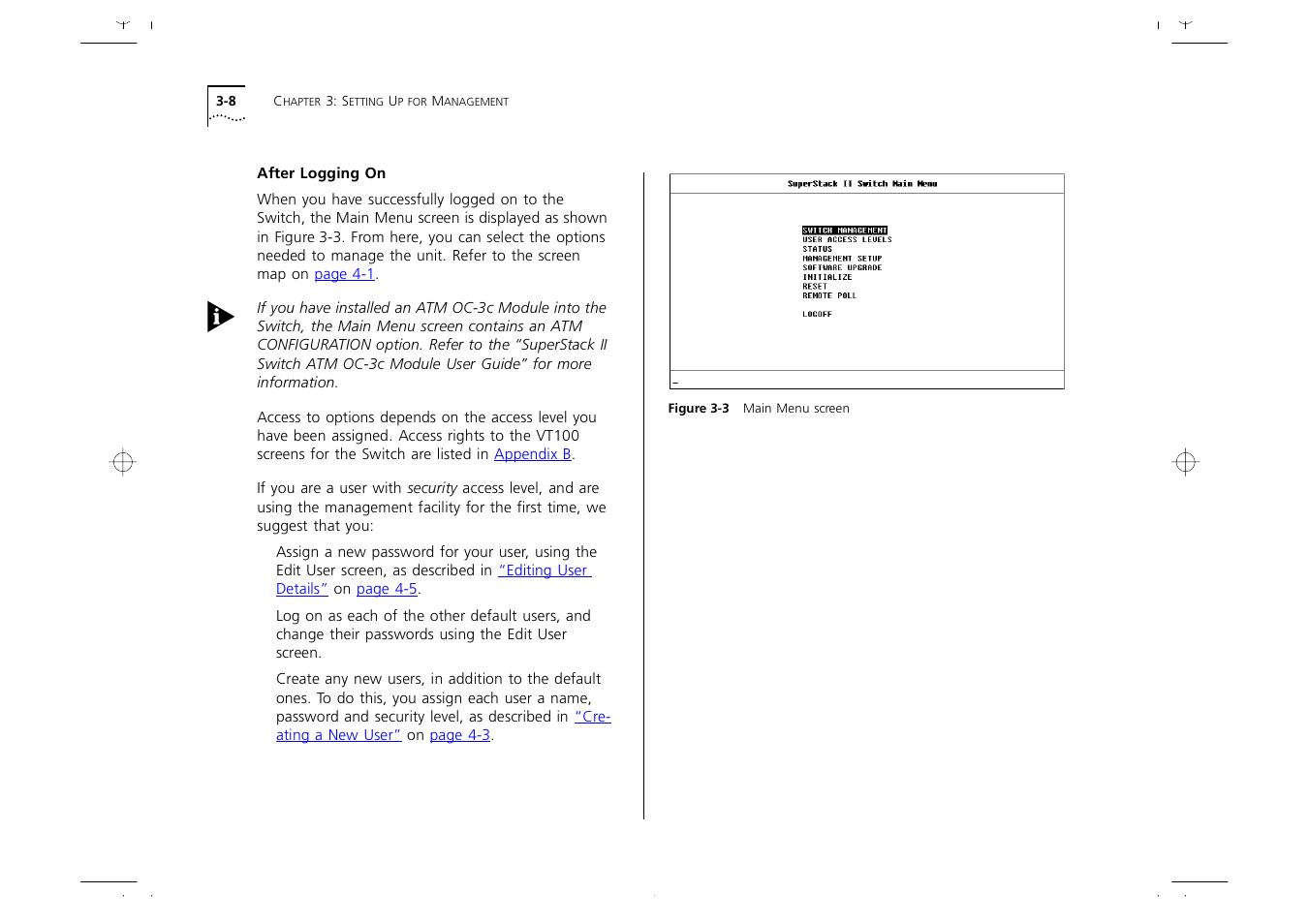 After logging on 3-8 | 3Com 1000 User Manual | Page 40 / 152