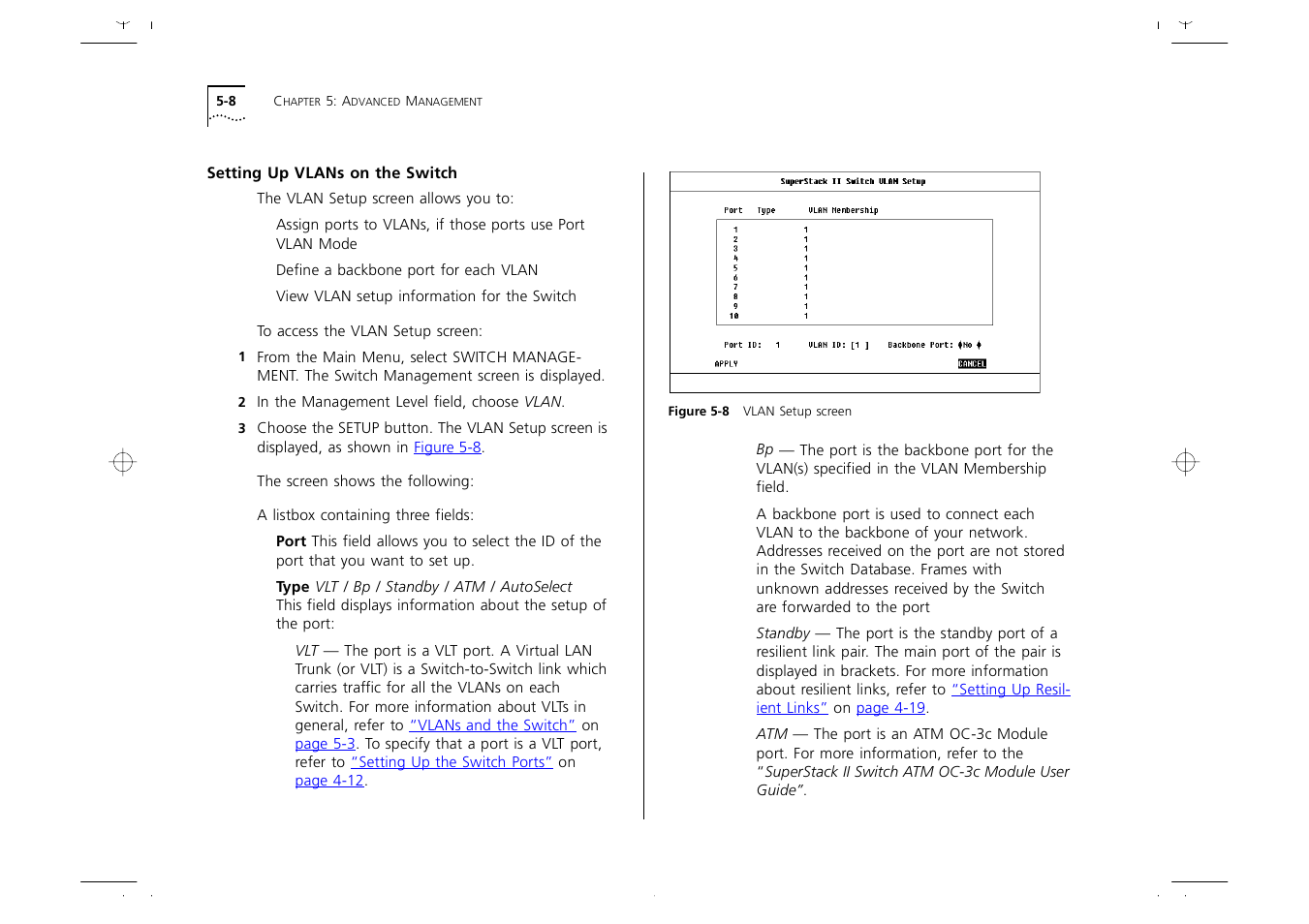 Setting up vlans on the switch, Setting up vlans on the switch 5-8, Setting up vlans on the | Switch, Fer to | 3Com 1000 User Manual | Page 82 / 152