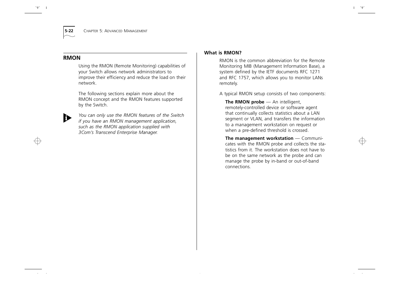 Rmon, What is rmon, Rmon 5-22 | What is rmon? 5-22 | 3Com 1000 User Manual | Page 96 / 152