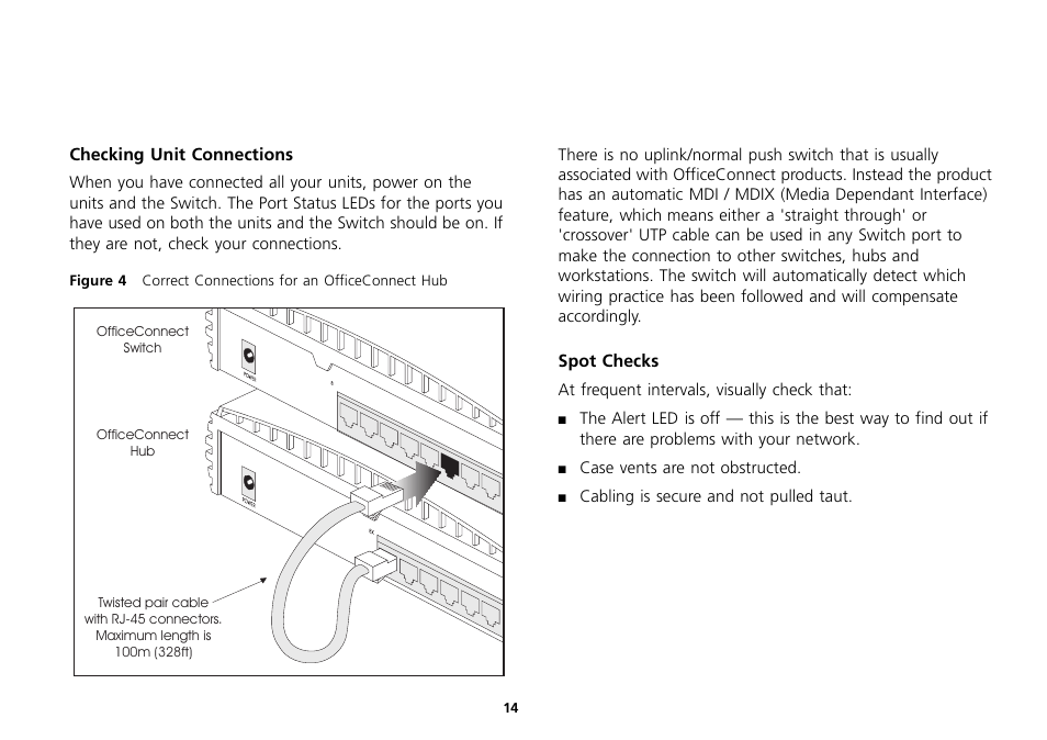 Checking unit connections, Spot checks, Checking unit connections 14 | Spot checks 14 | 3Com 16 Plus User Manual | Page 14 / 32