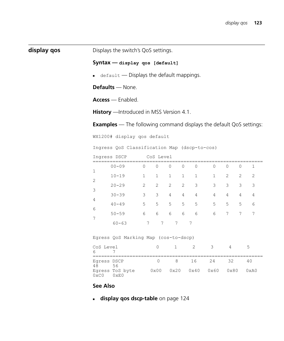 Display qos | 3Com Wireless LAN WX1200 User Manual | Page 123 / 646