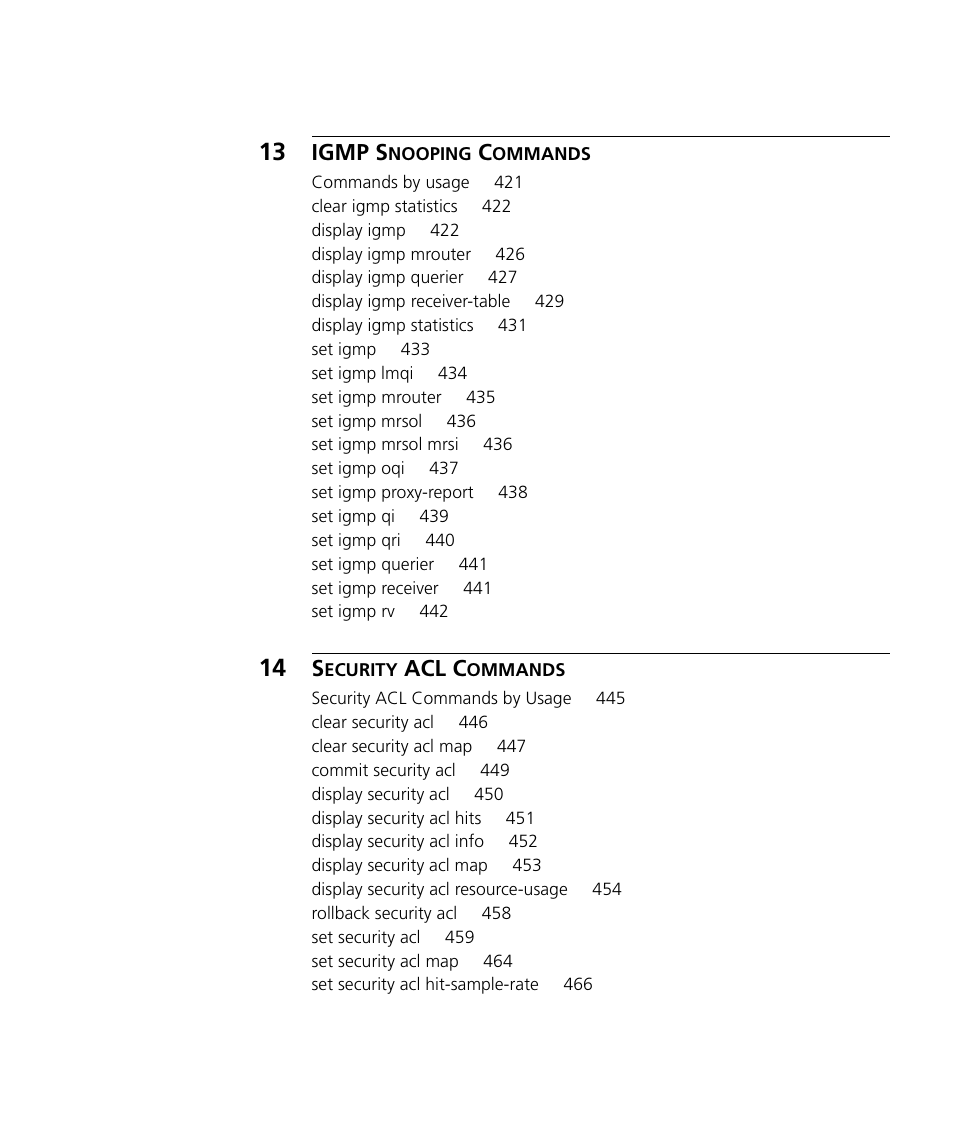 Igmp s, Acl c | 3Com Wireless LAN WX1200 User Manual | Page 13 / 646