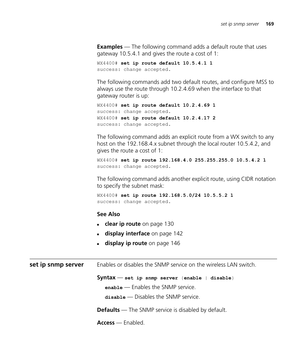 Set ip snmp server | 3Com Wireless LAN WX1200 User Manual | Page 169 / 646