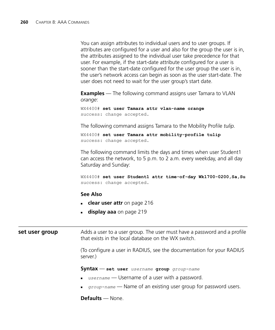 Set user group | 3Com Wireless LAN WX1200 User Manual | Page 260 / 646