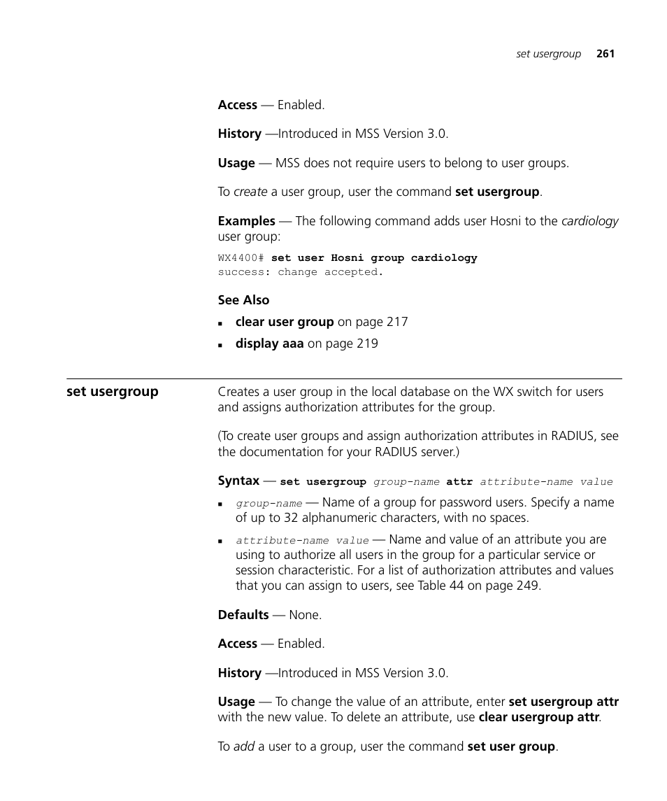 Set usergroup | 3Com Wireless LAN WX1200 User Manual | Page 261 / 646