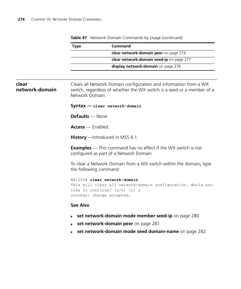 Clear network-domain | 3Com Wireless LAN WX1200 User Manual | Page 274 / 646