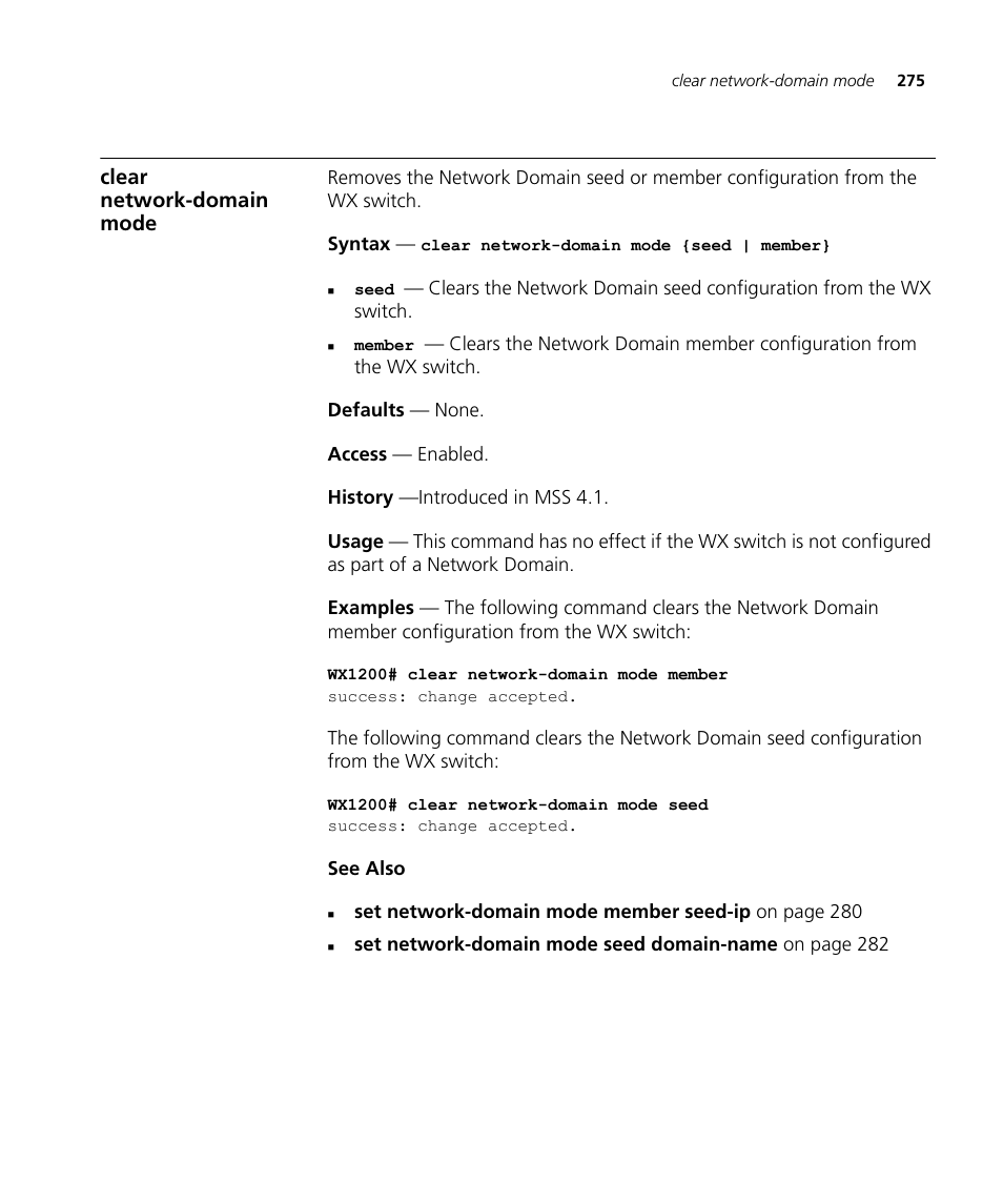 Clear network-domain mode | 3Com Wireless LAN WX1200 User Manual | Page 275 / 646