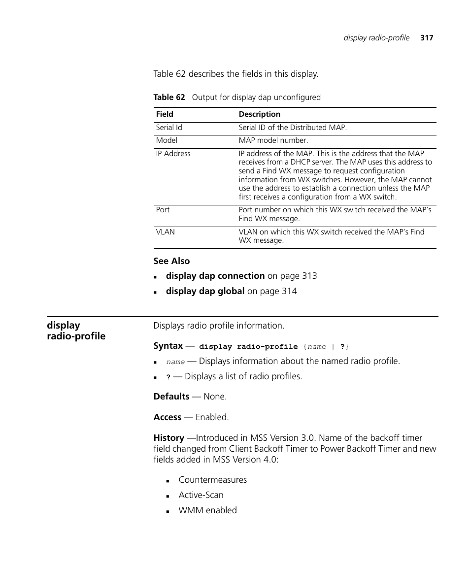 Display radio-profile | 3Com Wireless LAN WX1200 User Manual | Page 317 / 646