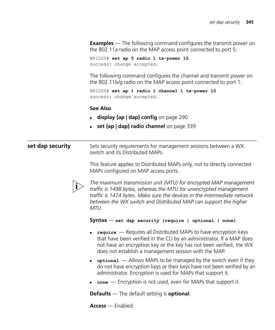 Set dap security | 3Com Wireless LAN WX1200 User Manual | Page 345 / 646