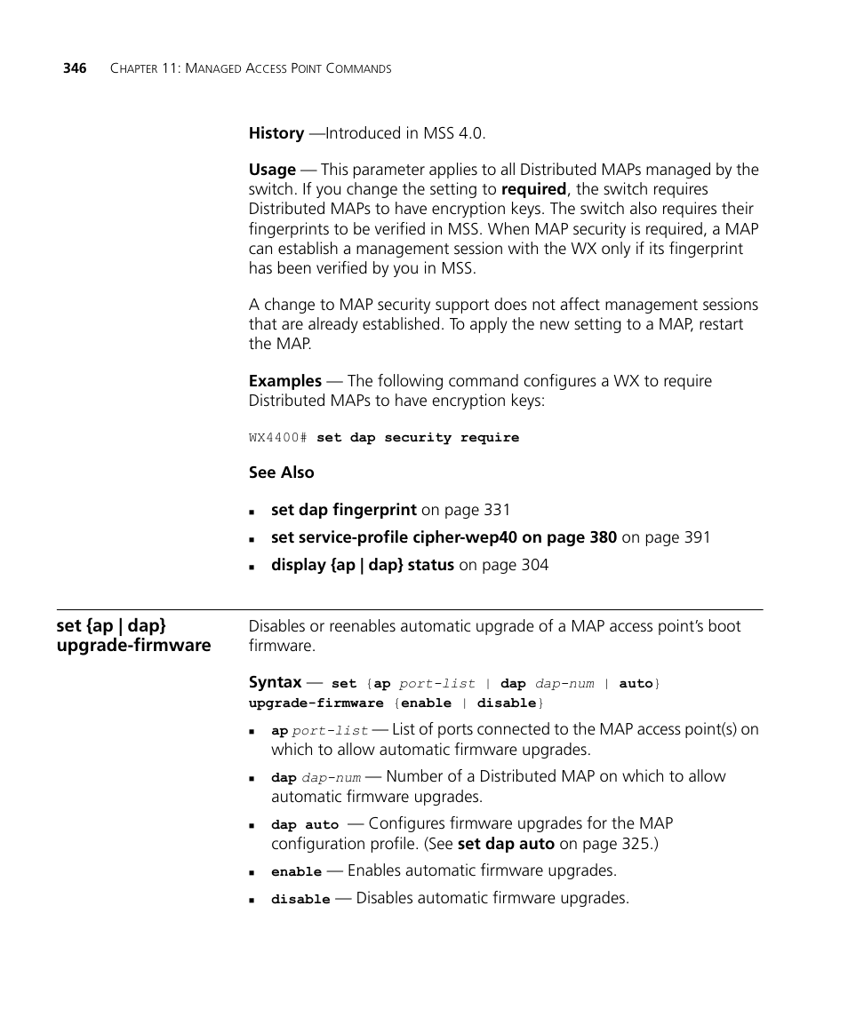 Set {ap | dap} upgrade-firmware | 3Com Wireless LAN WX1200 User Manual | Page 346 / 646