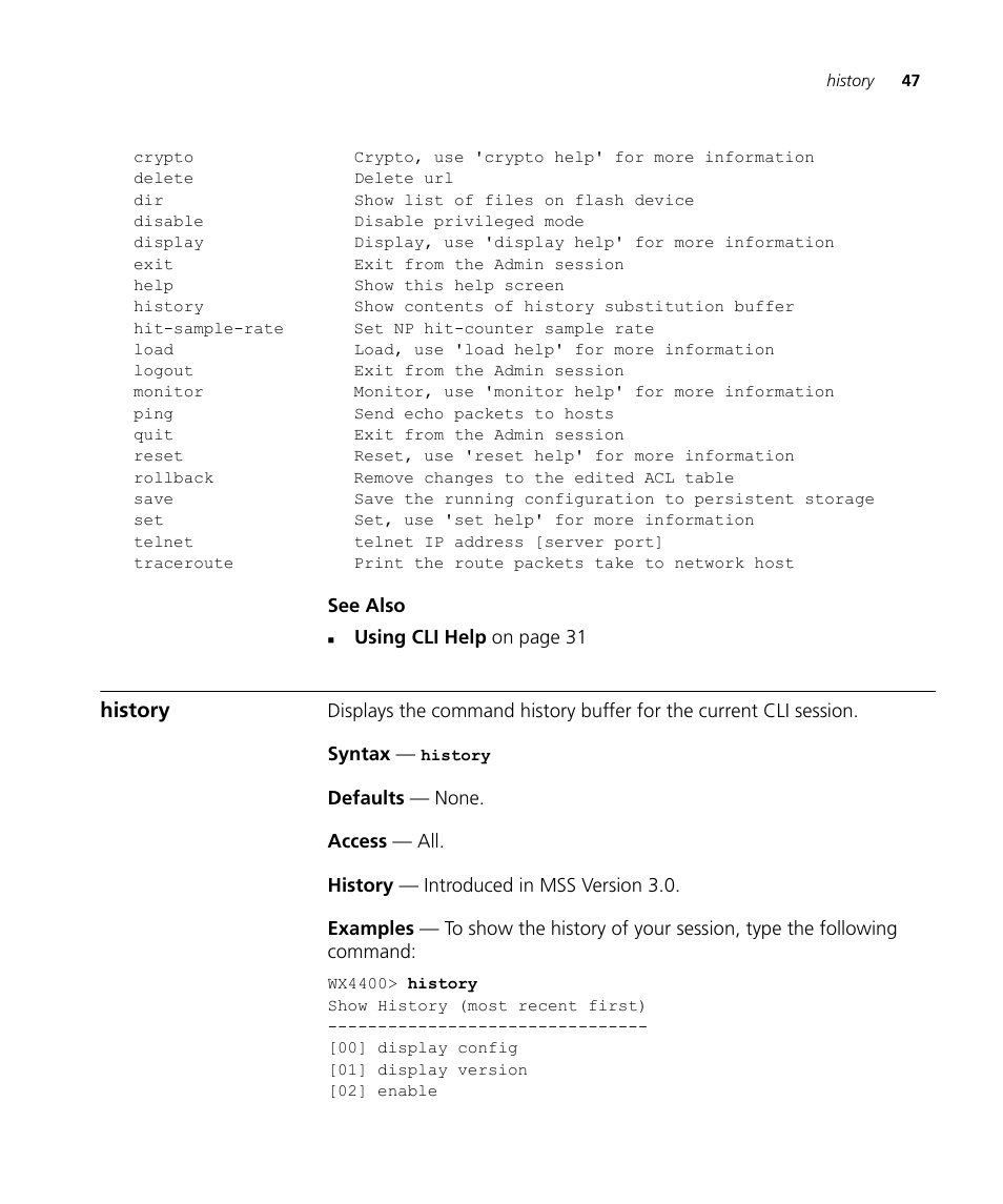 History | 3Com Wireless LAN WX1200 User Manual | Page 47 / 646