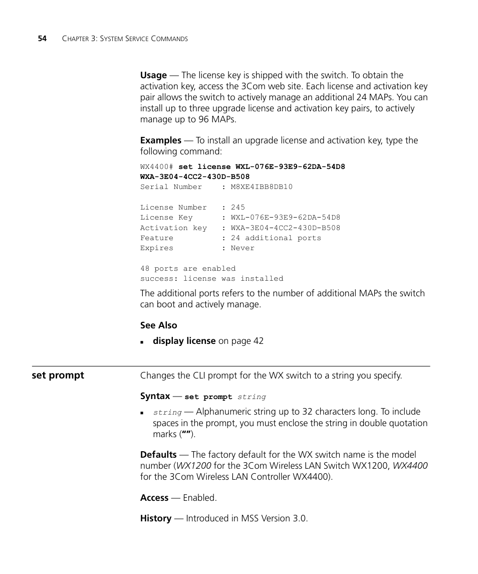 Set prompt | 3Com Wireless LAN WX1200 User Manual | Page 54 / 646