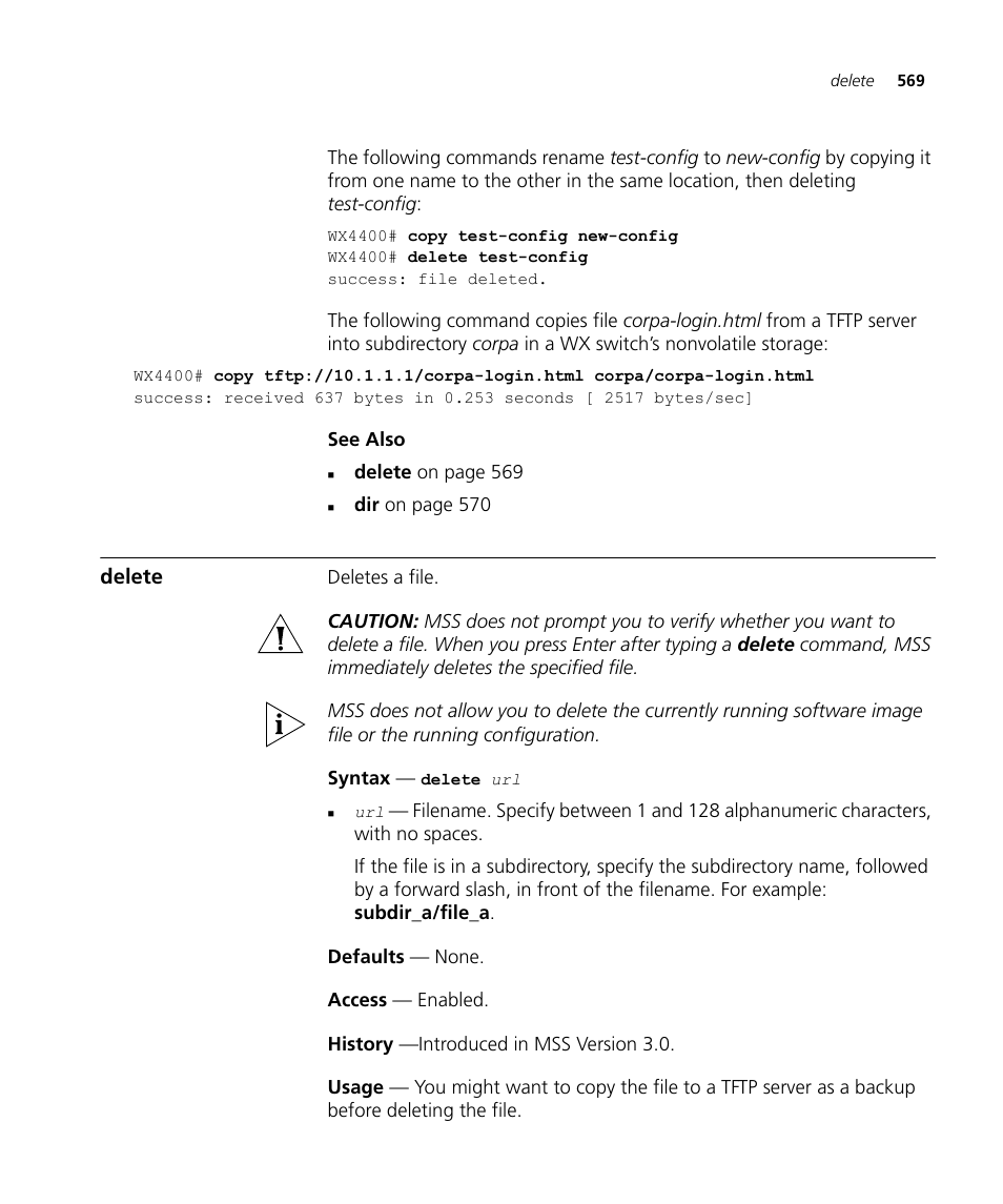 Delete | 3Com Wireless LAN WX1200 User Manual | Page 569 / 646