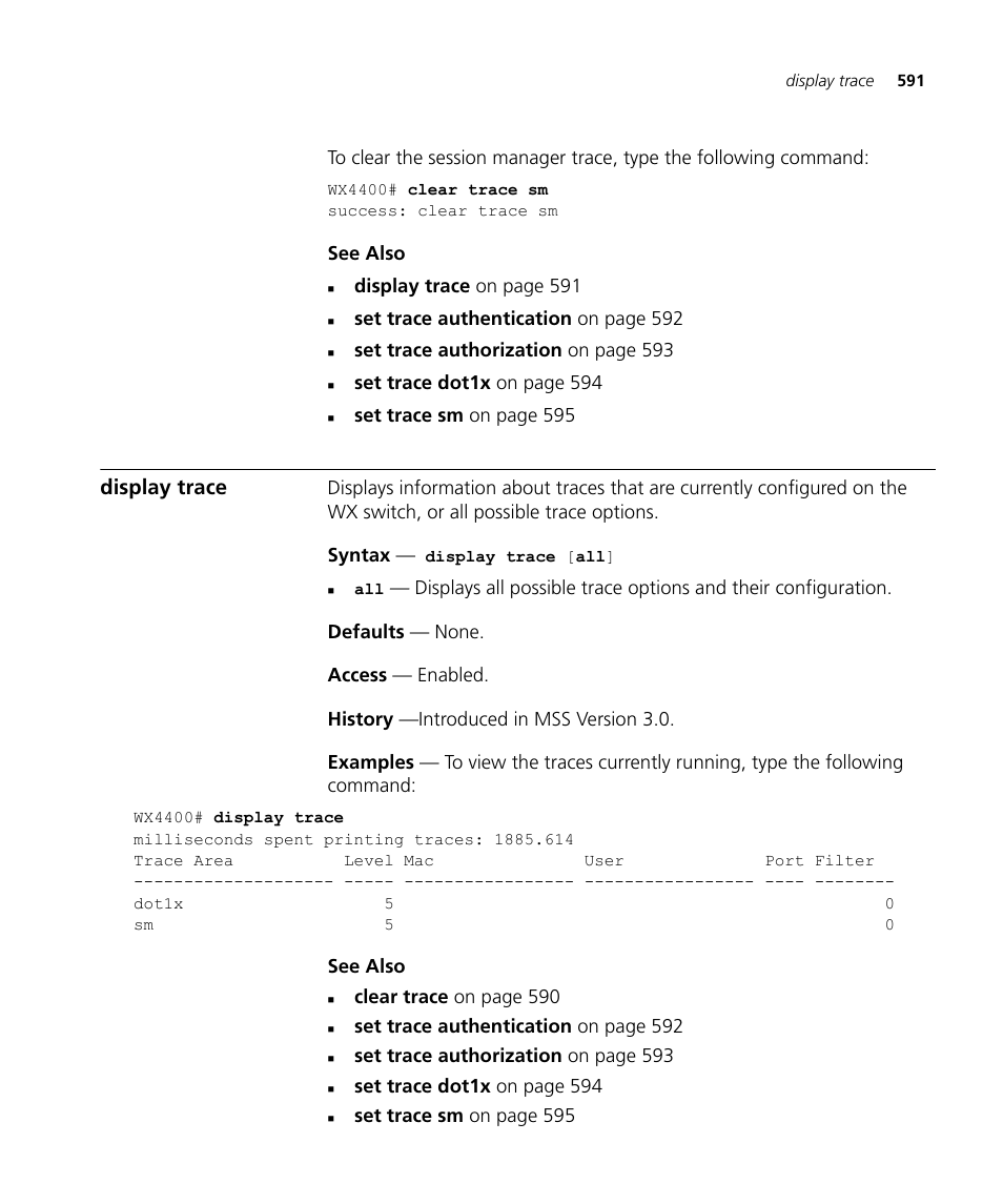 Display trace | 3Com Wireless LAN WX1200 User Manual | Page 591 / 646