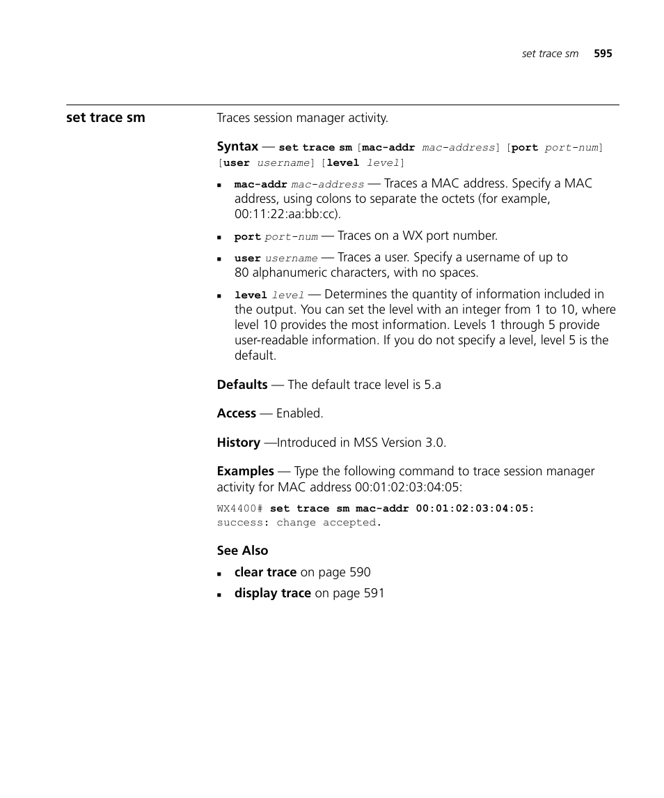 Set trace sm | 3Com Wireless LAN WX1200 User Manual | Page 595 / 646