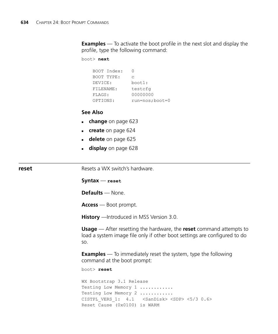 Reset | 3Com Wireless LAN WX1200 User Manual | Page 634 / 646