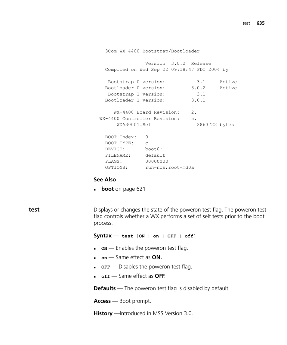 Test | 3Com Wireless LAN WX1200 User Manual | Page 635 / 646