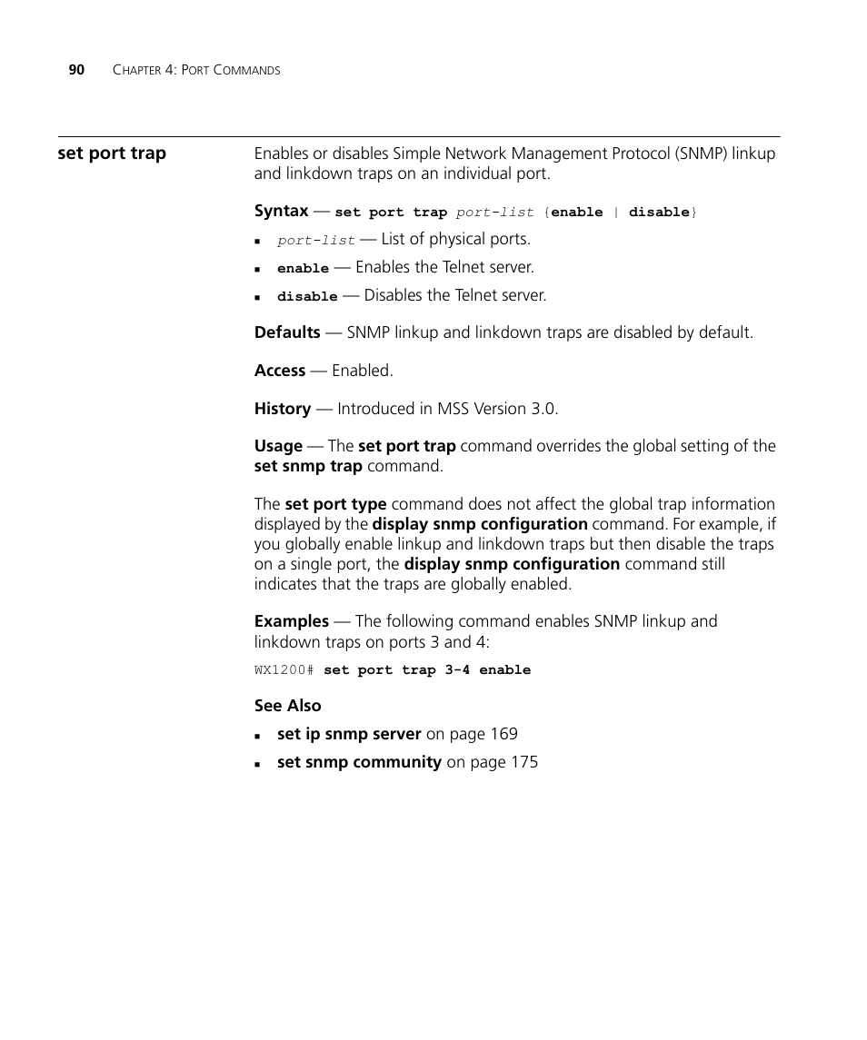 Set port trap | 3Com Wireless LAN WX1200 User Manual | Page 90 / 646