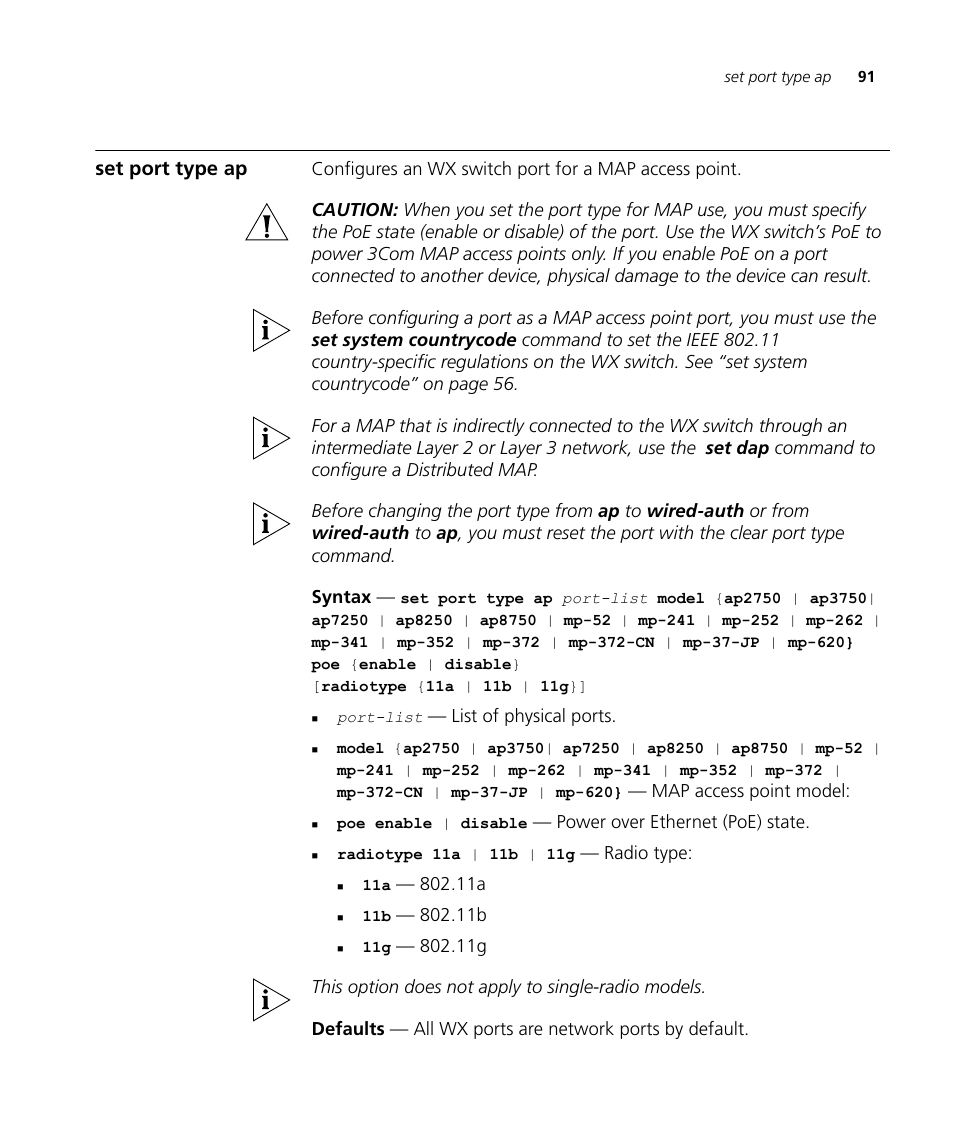 Set port type ap | 3Com Wireless LAN WX1200 User Manual | Page 91 / 646