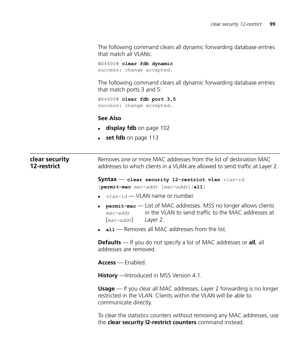 Clear security 12-restrict | 3Com Wireless LAN WX1200 User Manual | Page 99 / 646