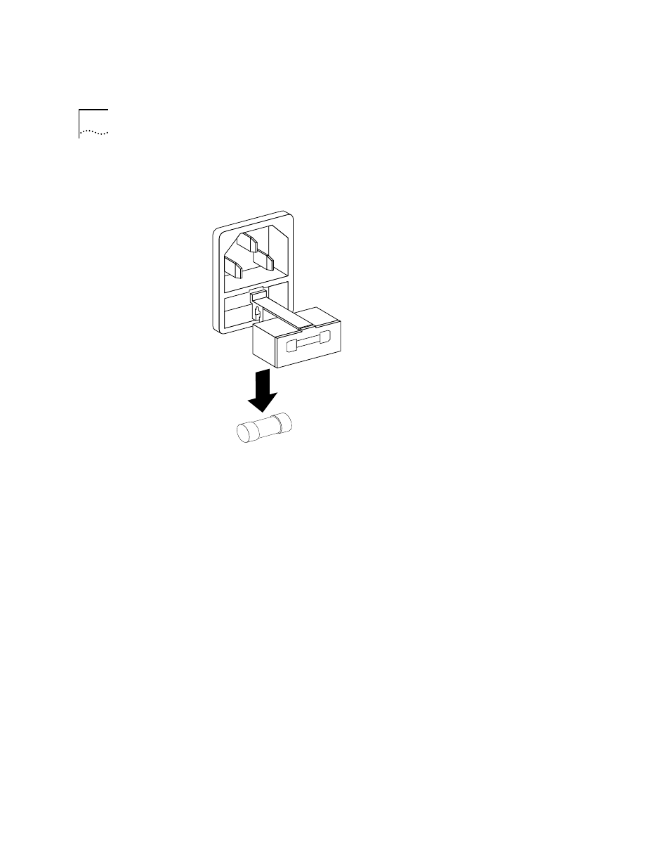 4 remove the burned-out fuse by pulling it straigh, Figure2-8 removing the fuse, 5 insert a new fuse, rated at 2 a, 250 v, in the f | 6 push the fuse-holder back into the ac receptacle | 3Com 100 TX User Manual | Page 24 / 64