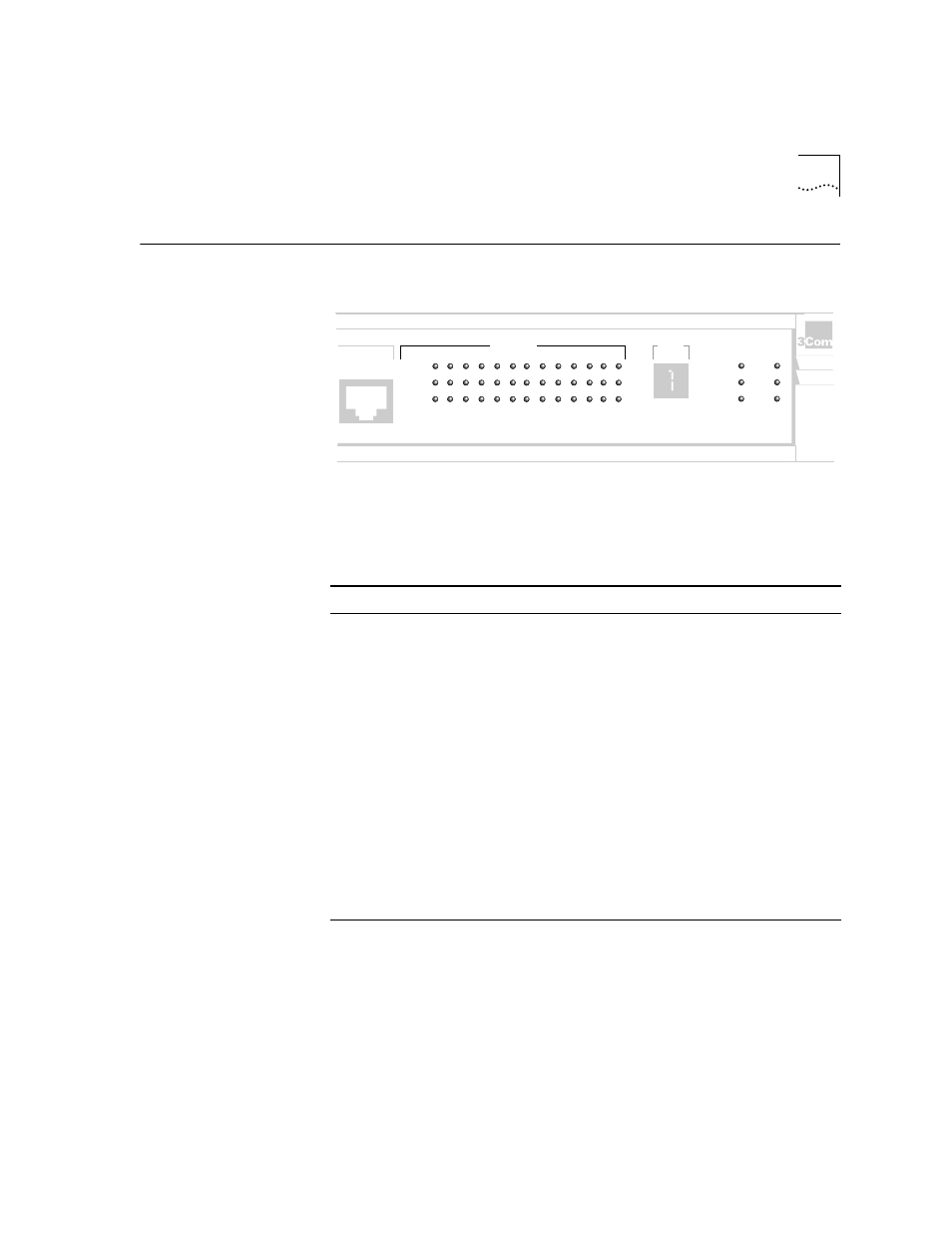 Led descriptions, Figure3-10 led indicators, Status leds | Table3-2 port leds, Activity, Green, The port is receiving data, The port is not receiving data, Link, A connection exists between the port and the end n | 3Com 100 TX User Manual | Page 35 / 64