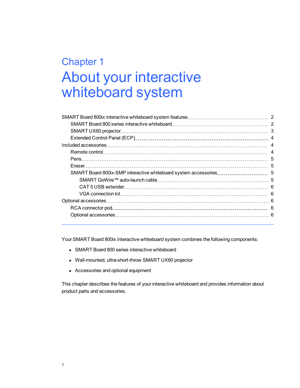 Chapter 1 | Smart Technologies 800ix-SMP User Manual | Page 11 / 100