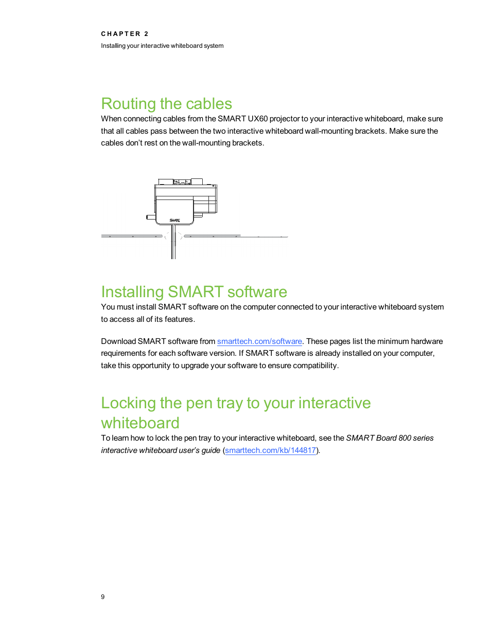 Routing the cables, Installing smart software | Smart Technologies 800ix-SMP User Manual | Page 19 / 100