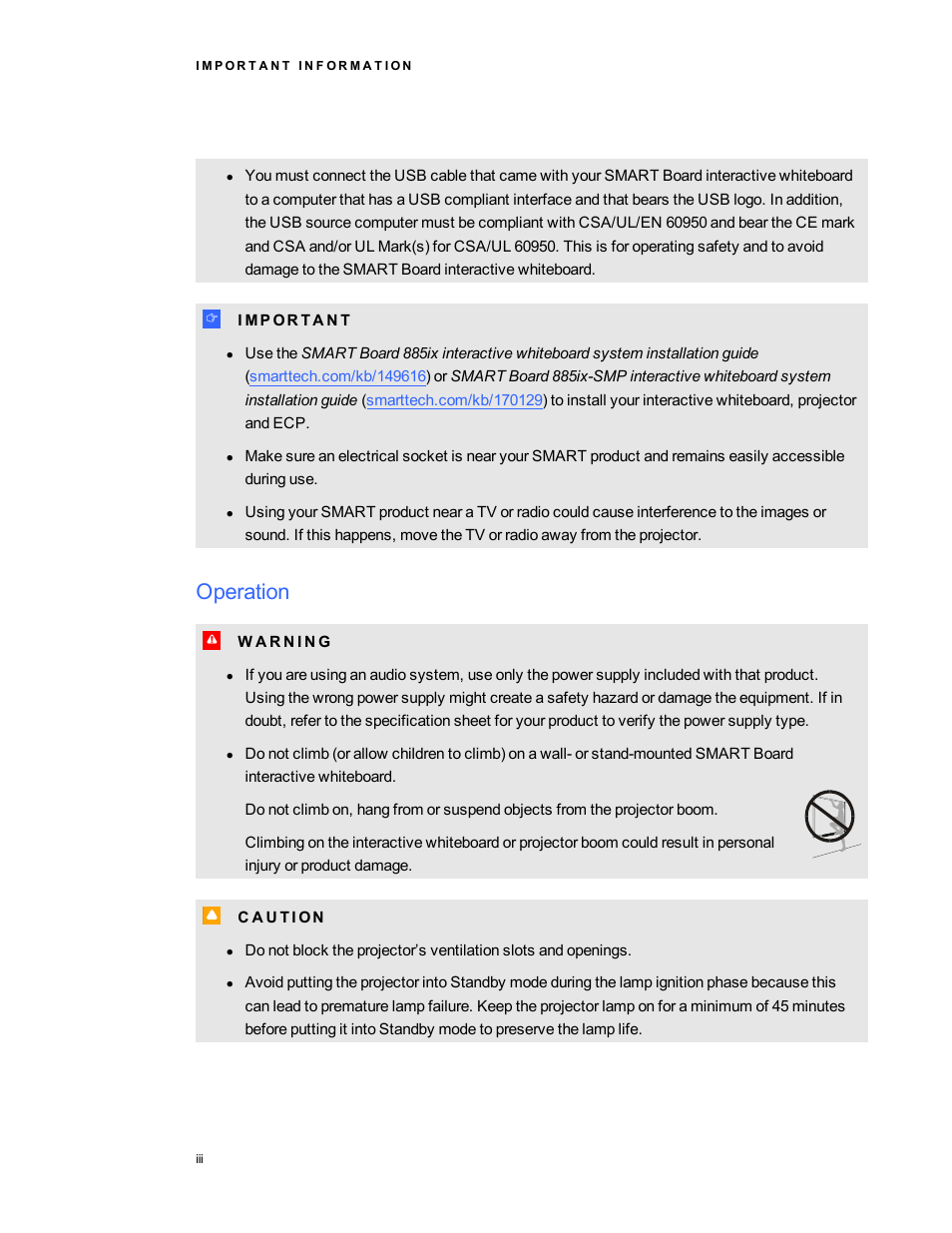 Operation | Smart Technologies 800ix-SMP User Manual | Page 5 / 100