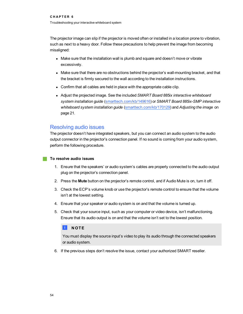 Resolving audio issues | Smart Technologies 800ix-SMP User Manual | Page 64 / 100