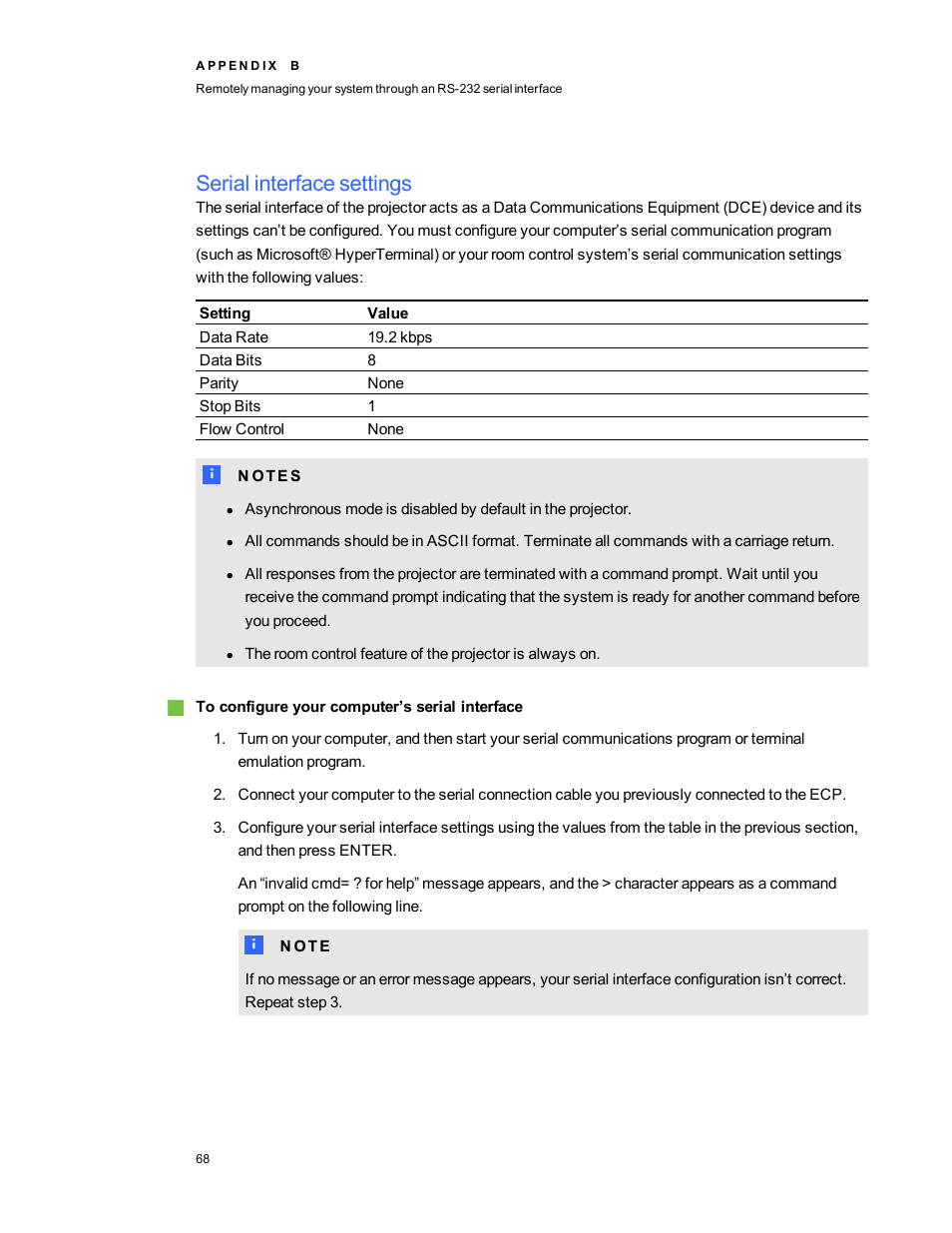 Serial interface settings | Smart Technologies 800ix-SMP User Manual | Page 78 / 100