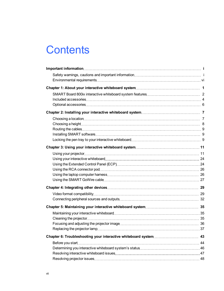 Smart Technologies 800ix-SMP User Manual | Page 9 / 100