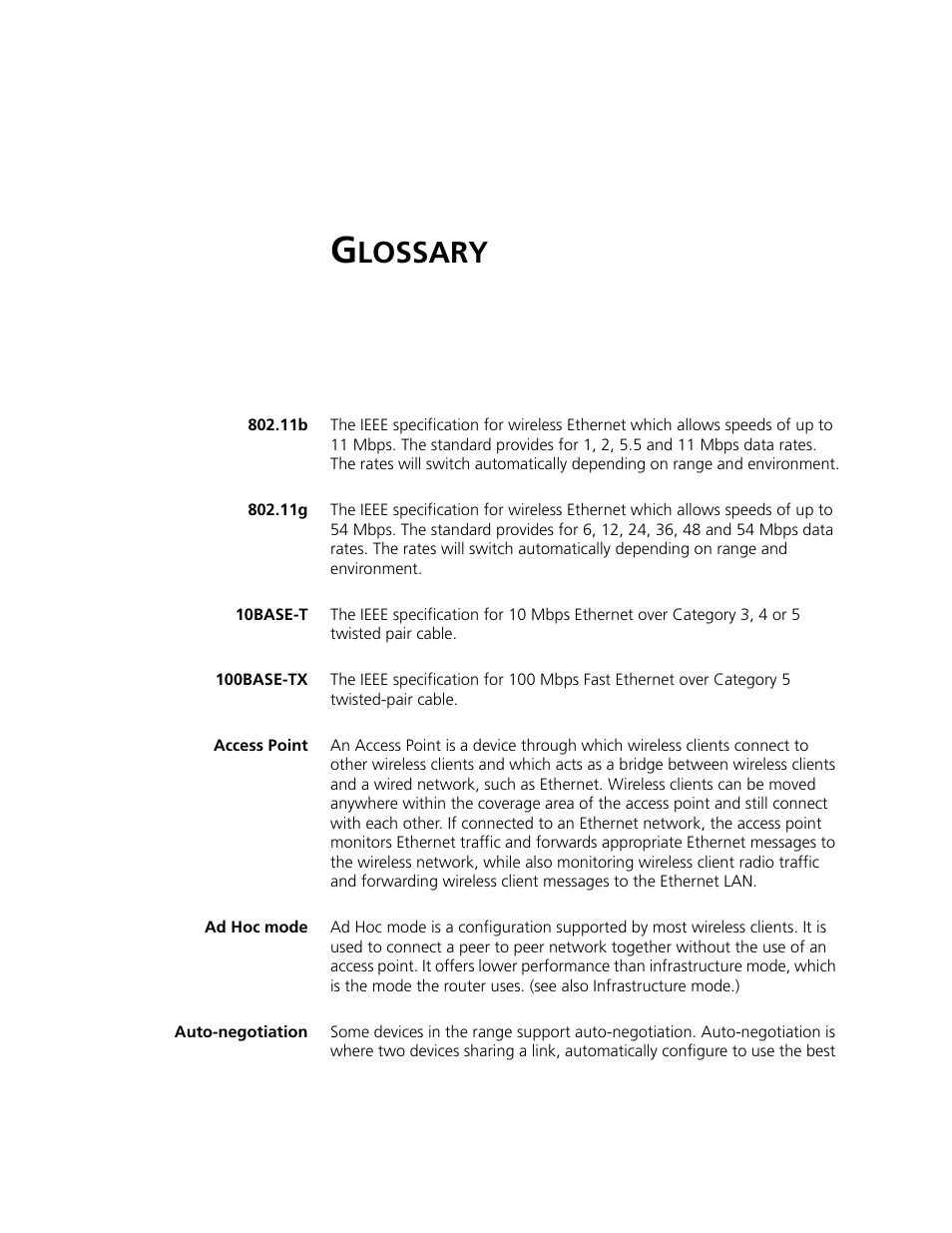 Glossary, Lossary | 3Com WL-542 User Manual | Page 111 / 124