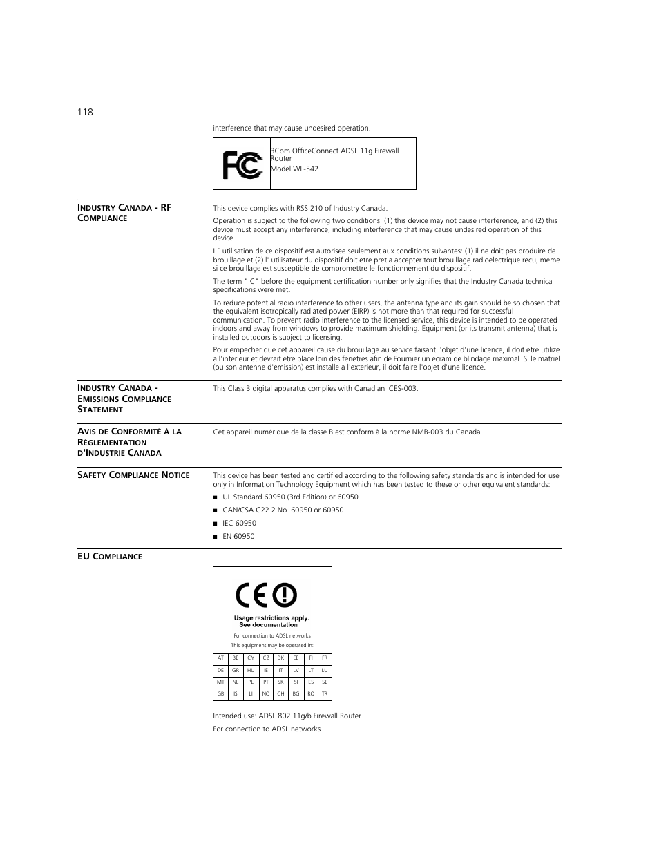 Rf c, Eu c | 3Com WL-542 User Manual | Page 120 / 124