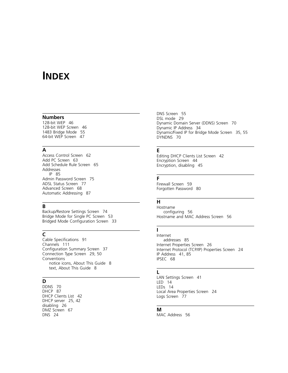 Index, Ndex | 3Com WL-542 User Manual | Page 123 / 124